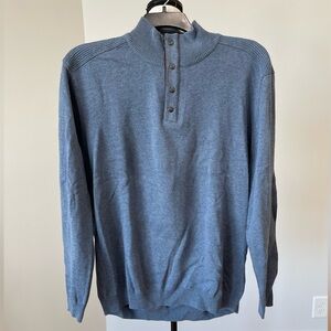 Tasso Elba men's quarter zip and snap long sleeve blue sweater in a size XXL
